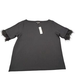 J.Crew Women’s Mariner Jersey Cropped Boatneck Top Feather Cuff Sleeves XS NWT